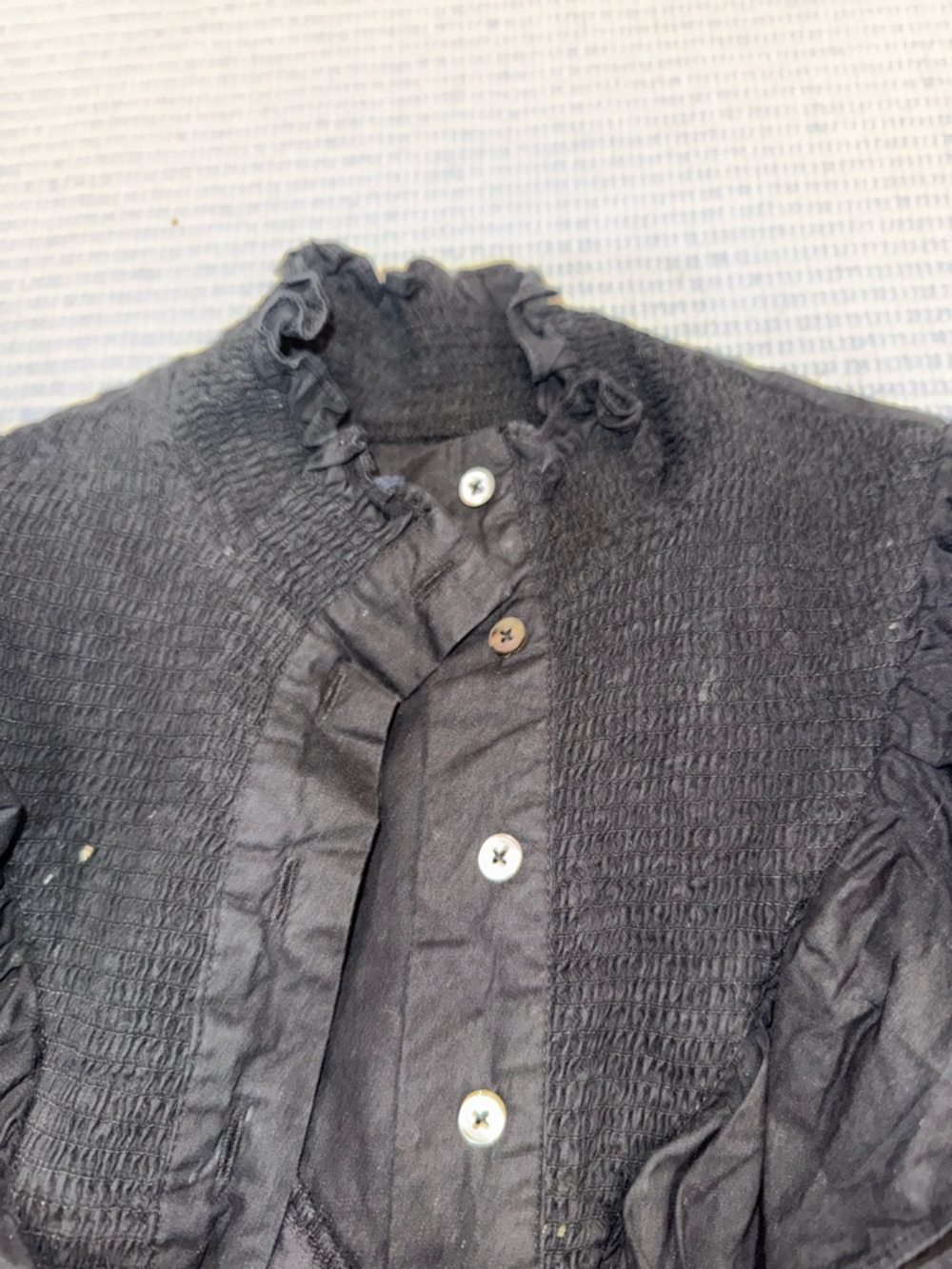 French Connection Black Ruffle-Trim Button-Front Mini Dress - Picture 2 of 5